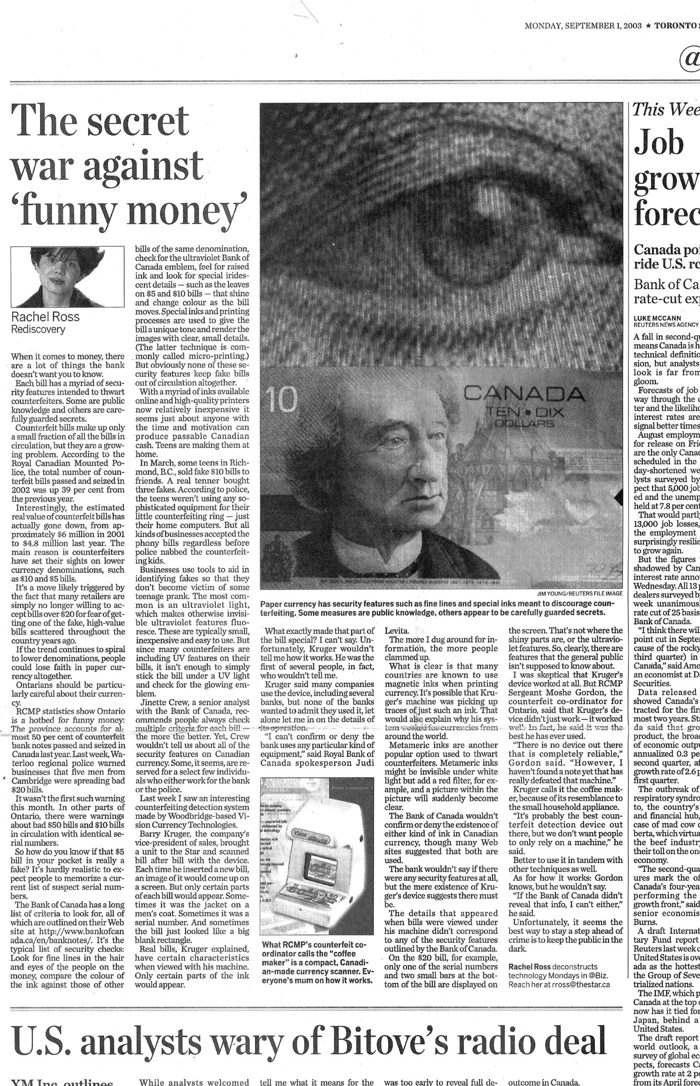 Scan of the Toronto Star article